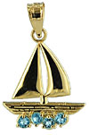 14kt sailboat with set topaz for waves