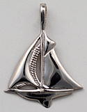 14kt white gold fin keeled fractional rig sloop pendant