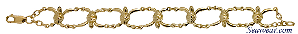 14kt gold alternating crawler sea turtle bracelet