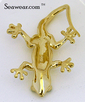 underside of gold gecko jewelry pendant