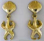 fine gold scallop shell and starfish earrings