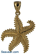 waving starfish pendant jewelry necklace 14k