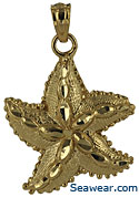 waving starfish gold pendant