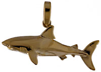 14k gold half round shark pendant