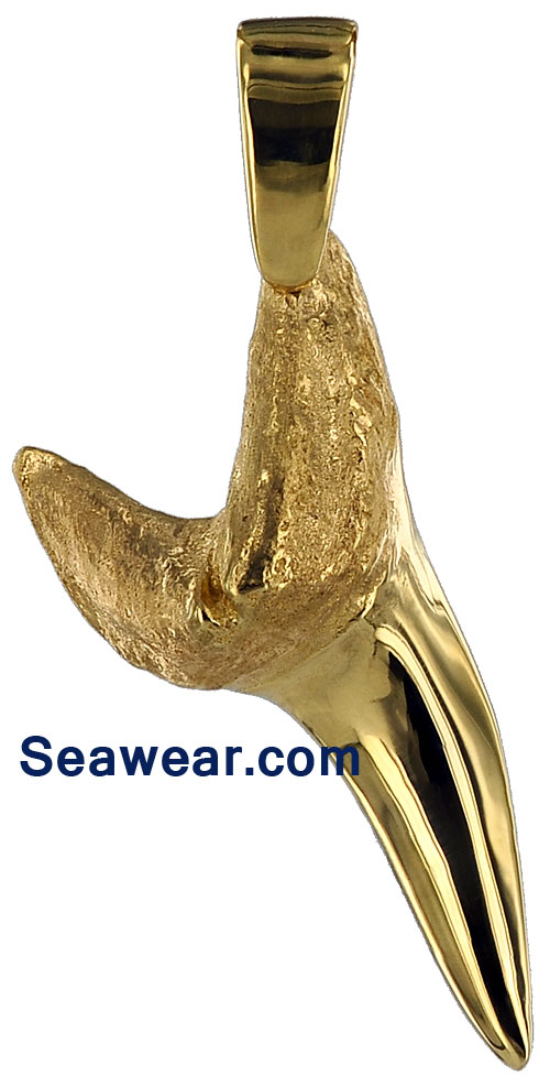 gold mako shark tooth jewelry necklace