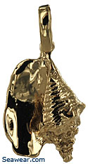14k gold 3D conch shell jewelry necklace pendant