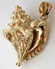 3D conch shell pendant in 14kt gold