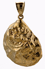 large 14kt oyster shell on the half pendant