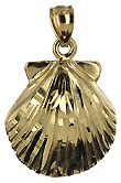 small scallop shell pendant in 14kt gold