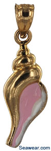 14k pink enamel whelk shell