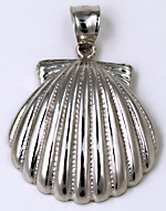 14kt white gold large scallop shell necklace pendant or omega slide