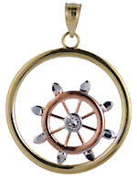 14kt tri color gold ships wheel