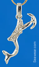 silver mermaid holding baby dolphin jewelry necklace charm