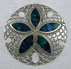 silver sand dollar jewelry with opal inlay
