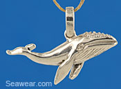 silver humpback whale necklace pendant