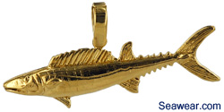 wahoo fish jewelry necklace charm pendant in 14kt gold
