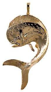 unbelievable bull nosed dolphin in 14kt gold pendant