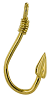 14k gold fish hook pendant with wrapped eye