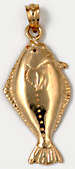 tiny baby 14kt halibut flounder fish necklace pendant