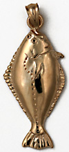 14kt fluke fish pendant charm