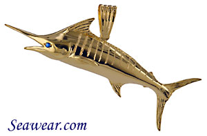 14k blue marlin necklace pendant