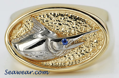 blue marlin signet ring