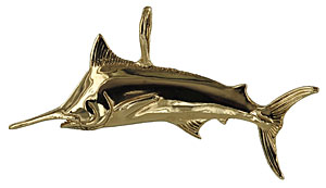 14k gold blue marlin pendant