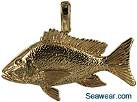 14k gold Mutton Snapper fish pendant