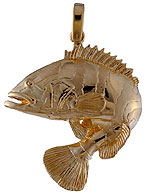 14k gold half round Nassau Grouper pendant