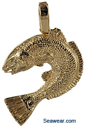 gold redfish jewelry necklace pendant