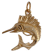 14kt half round sailfish pendant