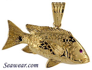 14k full round red snapper jewelry pendant