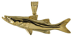 14kt gold snook pendant with enamel stripe