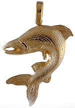 14k gold sock eye salmont pendant