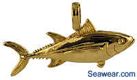 albacore tuna jewelry necklace charm pendant in 14kt gold