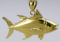 14kt 2D bluefin tuna pendant