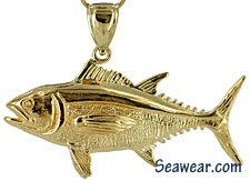 full round half ounce gold blue fin tuna necklace pendant
