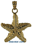 14kt small starfish necklace pendant charm covered in little bumps!