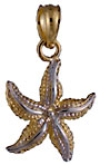 baby starfish pendant in two tone gold
