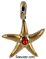 gold starfish pendant with fire opal