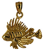 small 14kt gold lion fish pendant