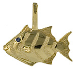 14kt Queen triggerfish pendant charm