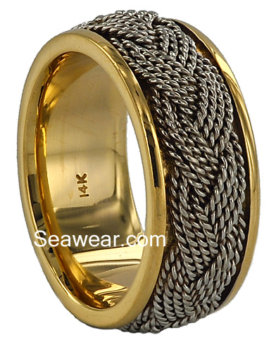 four strand gold turks head wedding band