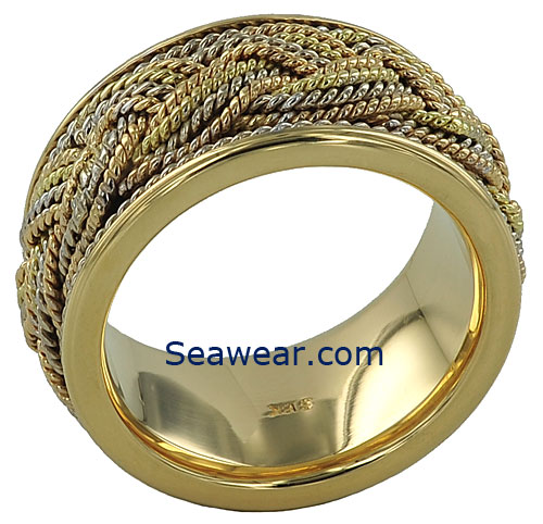 hand woven braided Turks Head wedding ring