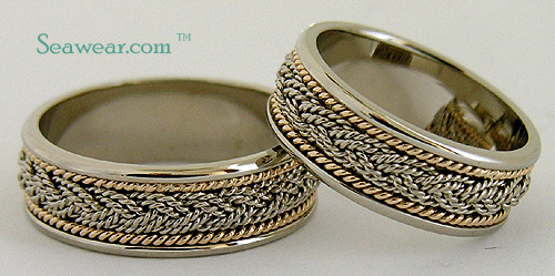 14k white gold turks head bands