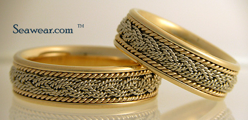 7mm Turks Head wedding bands in comfort fit