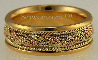 18kt ring 14kt tri color braid