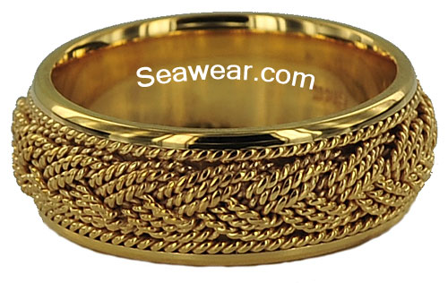 gold Turks Head triple strand wedding ring