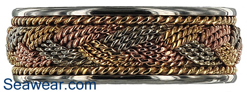 tri gold turks head wedding band