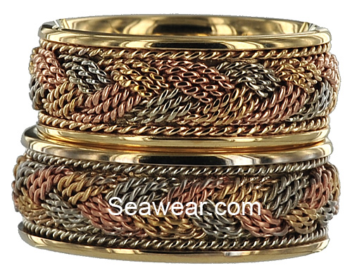 hand woven tri-gold wedding bands
